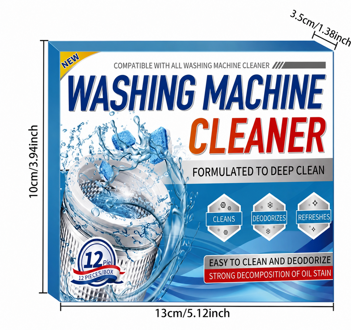 🔥 BUY 2 GET 1 FREEW,ashing Machine Cleaning Tablets-12 Tablets Pack-Deep cleaning, descaling and deodorizing✅
