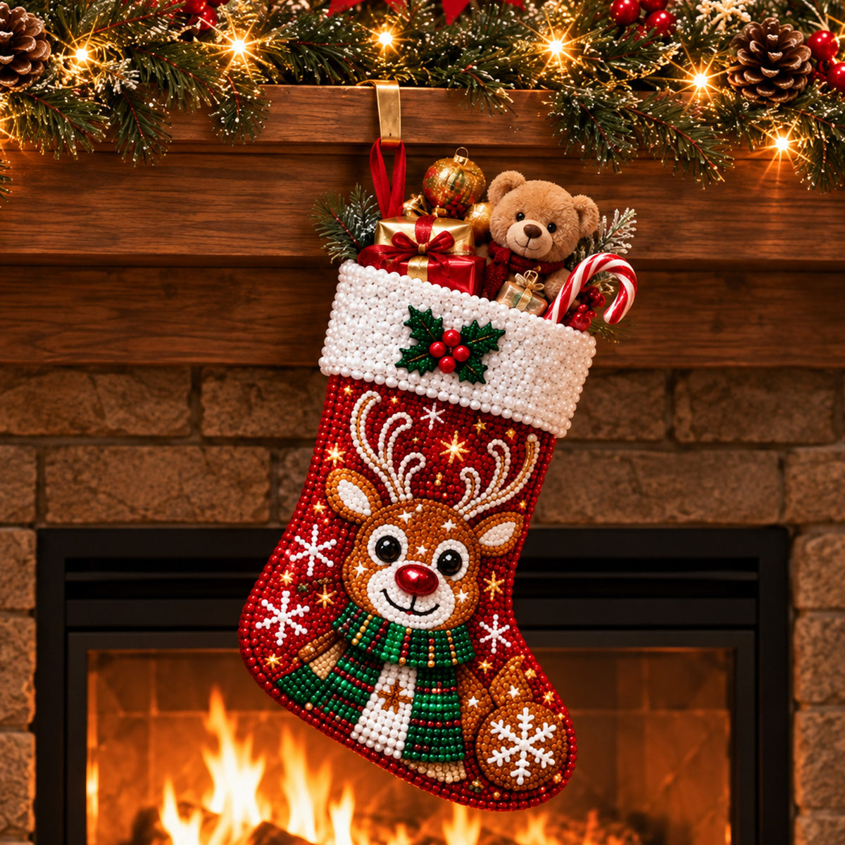 ⏳ Last Day 50% OFF 🎄 DIY Diamond Painting Christmas Stocking Kit