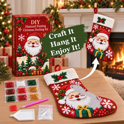 ⏳ Last Day 50% OFF 🎄 DIY Diamond Painting Christmas Stocking Kit