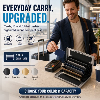 🔥Hoommeuoen™  RFID-Blocking Stainless Steel Card Wallet 🔒 Slim, Secure & Pocket-Ready