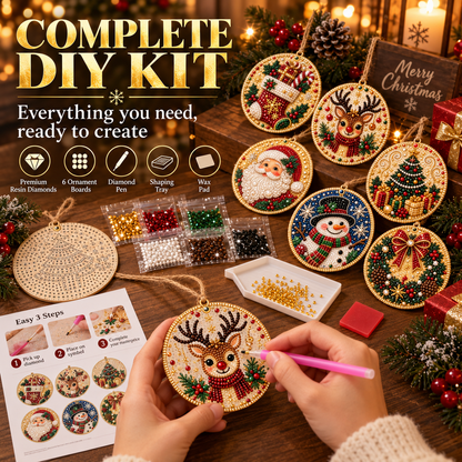 Christmas Diamond Art Ornament Kit — 6 Wooden Keepsakes  🌟🪵