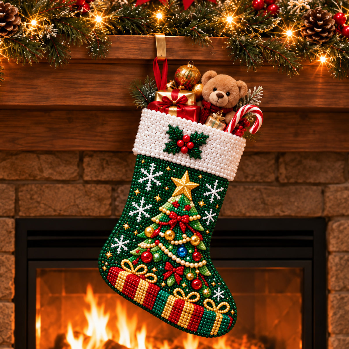 ⏳ Last Day 50% OFF 🎄 DIY Diamond Painting Christmas Stocking Kit