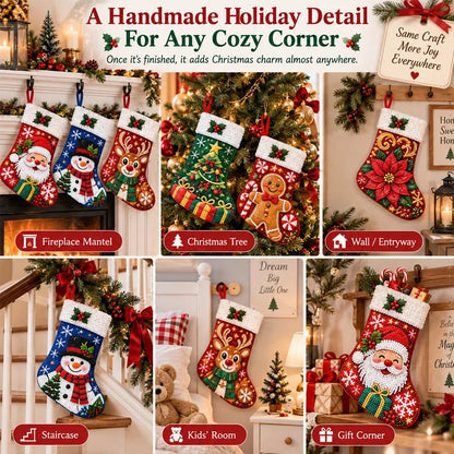 ⏳ Last Day 50% OFF 🎄 DIY Diamond Painting Christmas Stocking Kit
