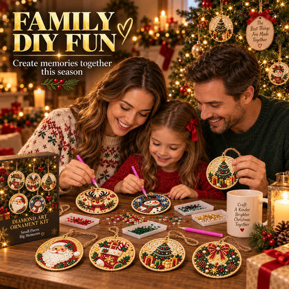 Christmas Diamond Art Ornament Kit — 6 Wooden Keepsakes  🌟🪵