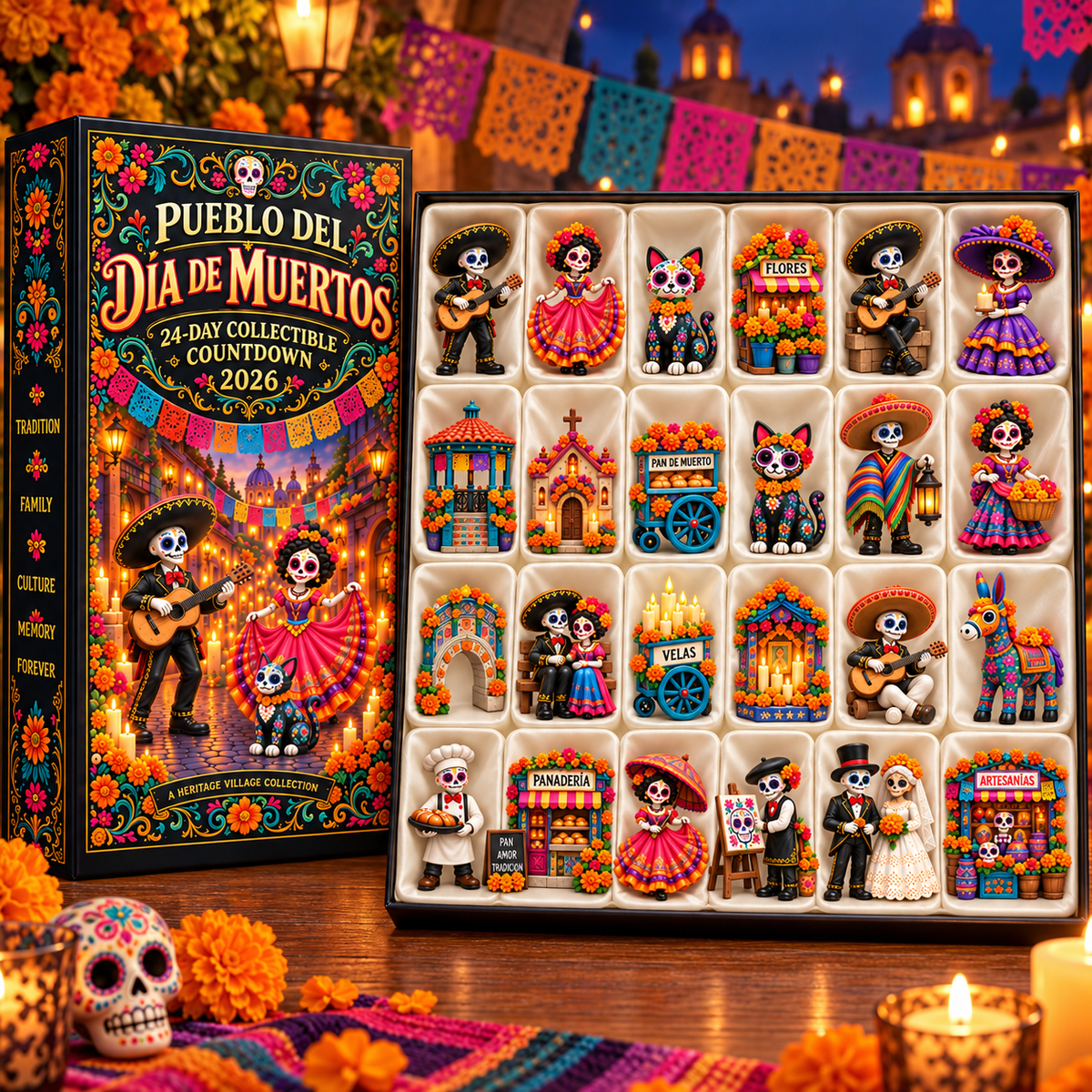 🔥 50% OFF | Day of the Dead Countdown Calendar — 24 Days, 24 Unique Miniatures 🎁