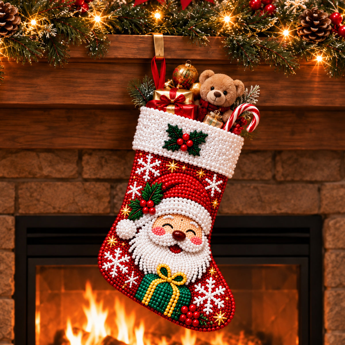 ⏳ Last Day 50% OFF 🎄 DIY Diamond Painting Christmas Stocking Kit