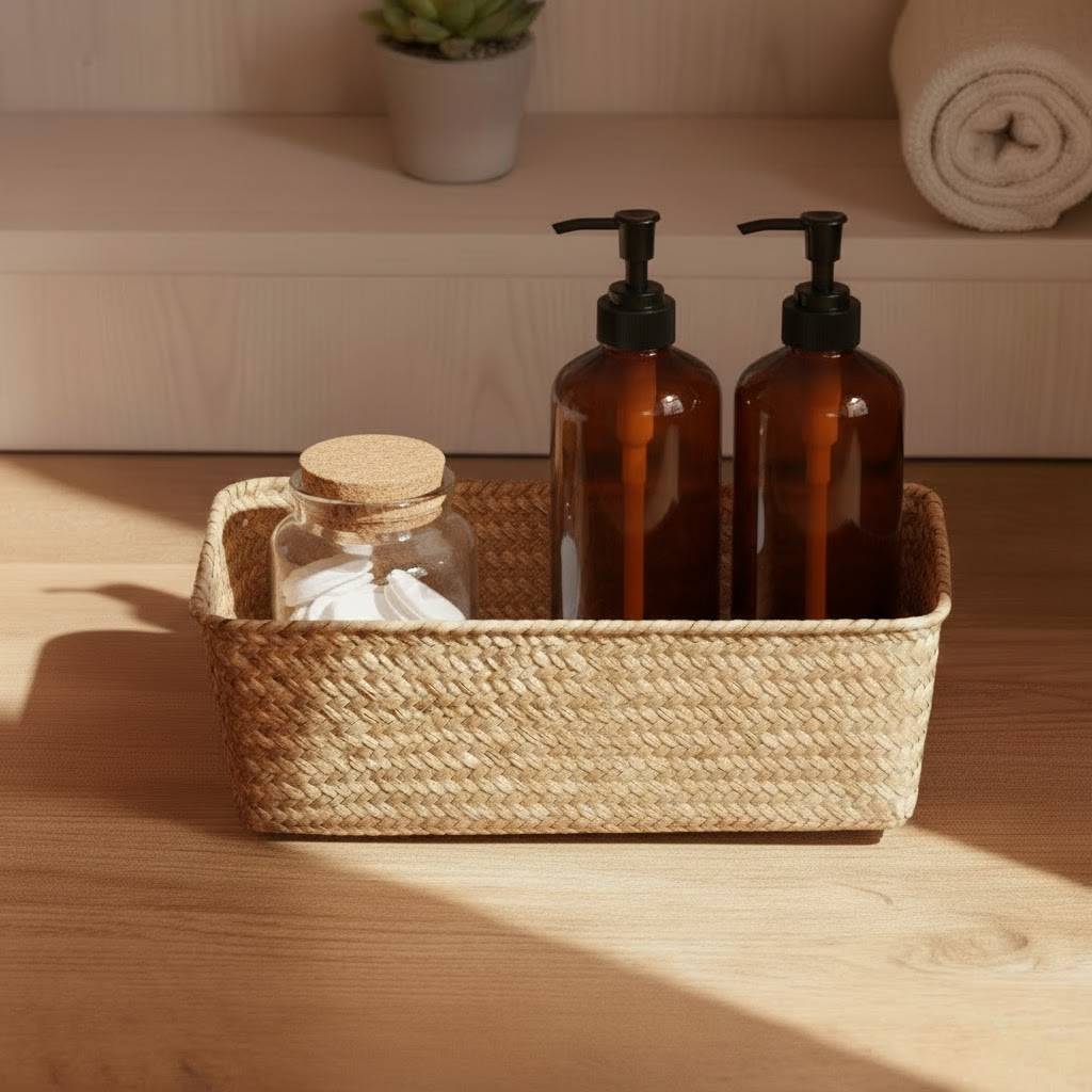Woven Wicker Storage Basket – Rectangular Decorative Organizer
