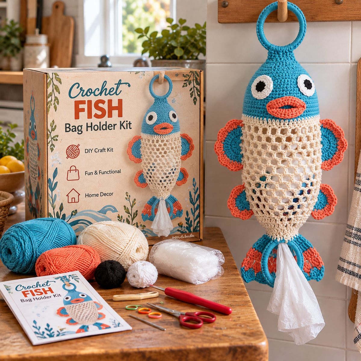 🔥 50% OFF |🧵 Crochet Animal Bag Holder DIY Kit – Cute & Functional Hanging Storage Craft Kit 🧶