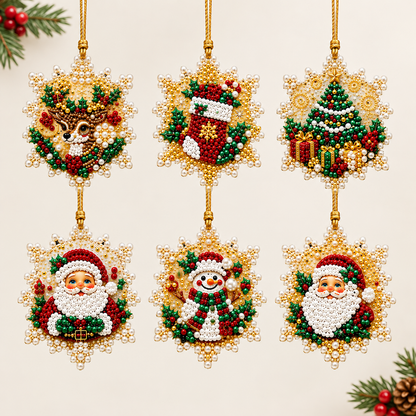 🎄💎6-Piece Christmas DIY Diamond Painting Decoration Set - Perfect for Holiday Home Parties