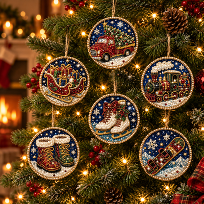 Christmas Diamond Art Ornament Kit — 6 Wooden Keepsakes  🌟🪵