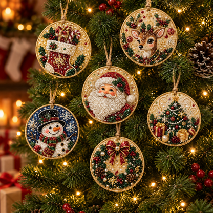 Christmas Diamond Art Ornament Kit — 6 Wooden Keepsakes  🌟🪵