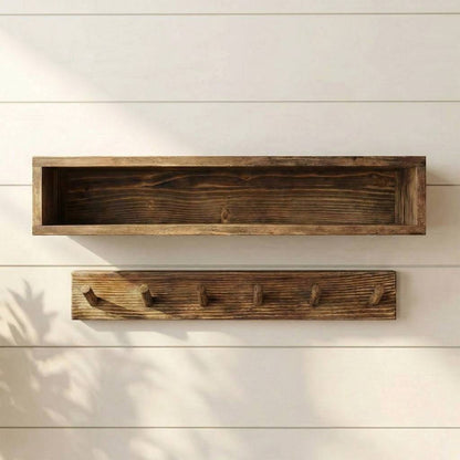 Wall-Mounted Floating Shelf and Coat Rack Set