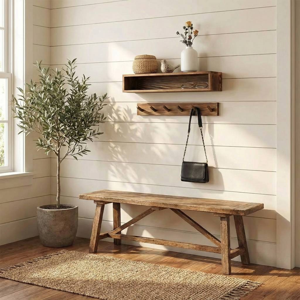 Wall-Mounted Floating Shelf and Coat Rack Set