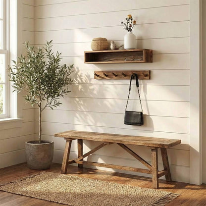 Wall-Mounted Floating Shelf and Coat Rack Set