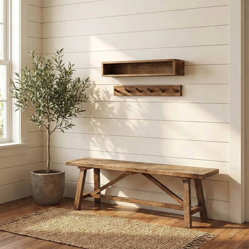 Wall-Mounted Floating Shelf and Coat Rack Set