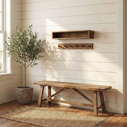Wall-Mounted Floating Shelf and Coat Rack Set