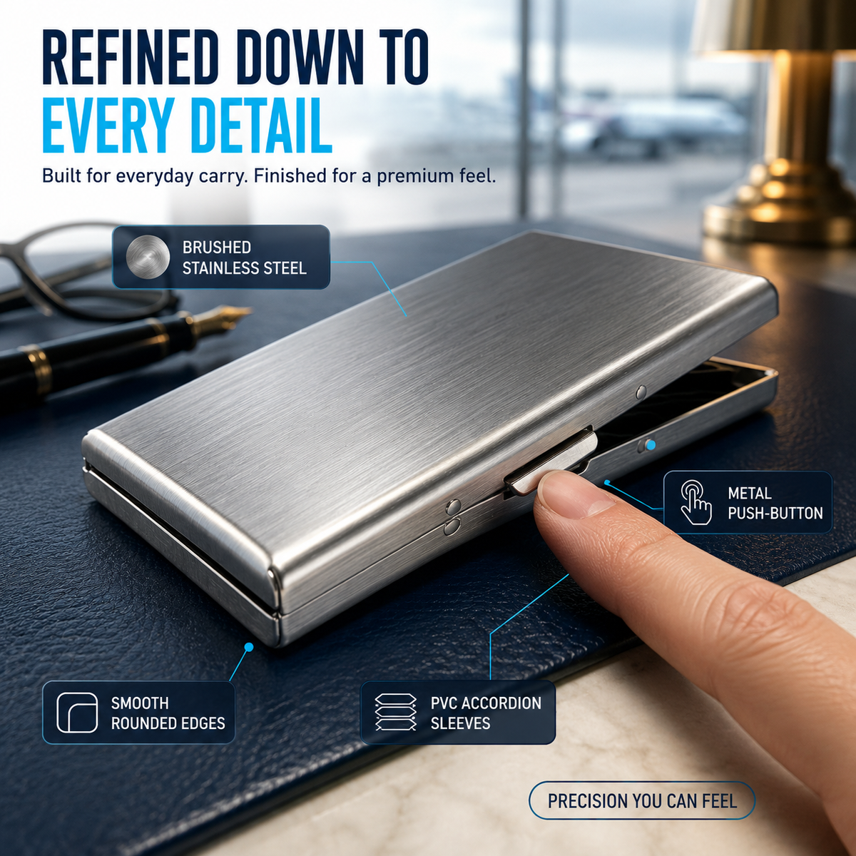🔥Hoommeuoen™  RFID-Blocking Stainless Steel Card Wallet 🔒 Slim, Secure & Pocket-Ready