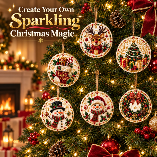 Christmas Diamond Art Ornament Kit — 6 Wooden Keepsakes  🌟🪵