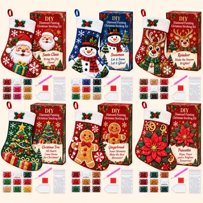 ⏳ Last Day 50% OFF 🎄 DIY Diamond Painting Christmas Stocking Kit