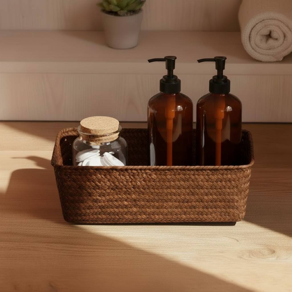 Woven Wicker Storage Basket – Rectangular Decorative Organizer